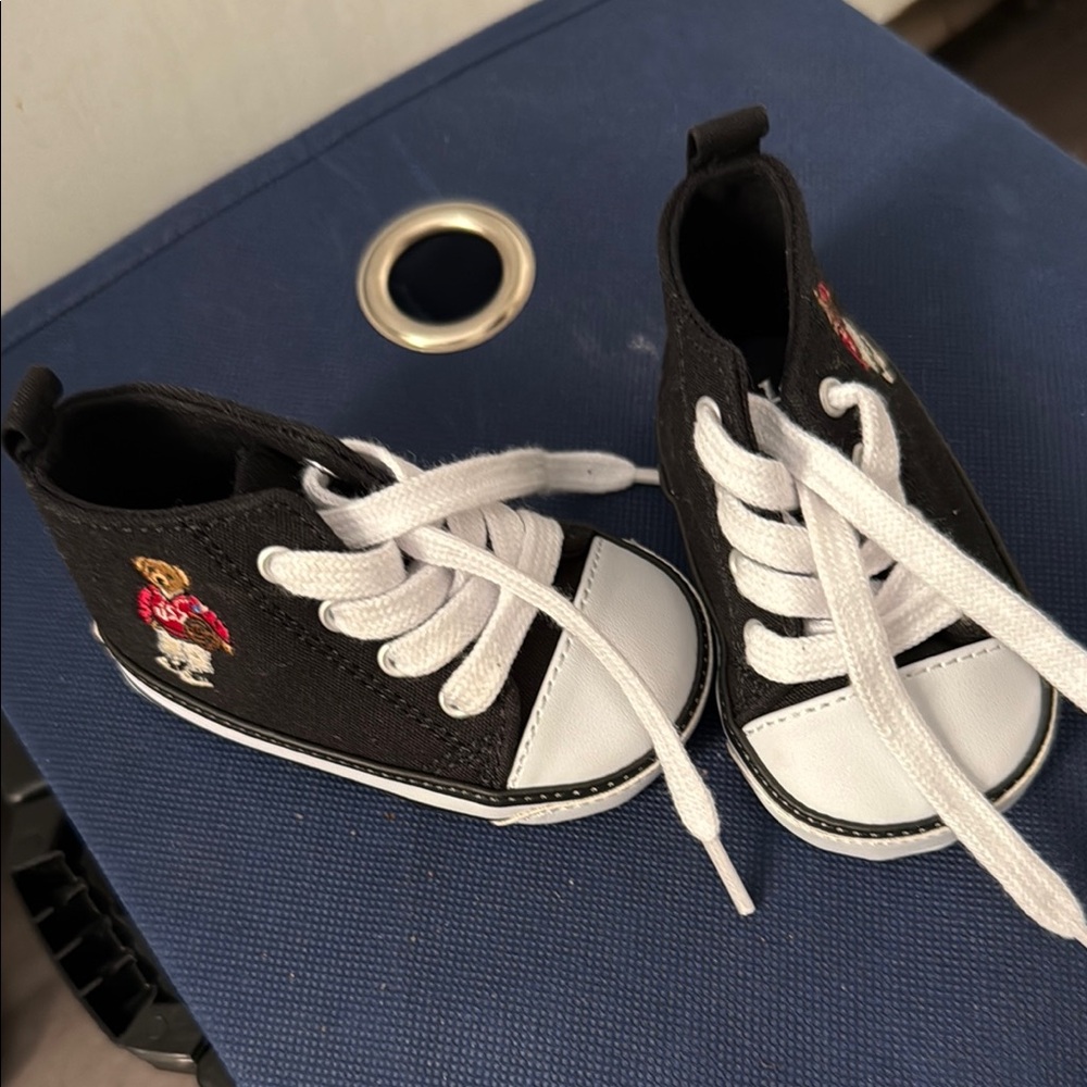 Polo by Ralph Lauren Black and White Canvas Sneakers